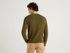 Benetton Online exclusive,  Pullover In Einer Mischung Aus Baumwolle Und Leinen Mit Rippenmuster,  taglia XL,  Militärgrün,  Herren