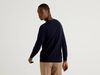 Benetton Online exclusive,  Pullover In Einer Mischung Aus Baumwolle Und Leinen,  taglia XL,  Dunkelblau,  Herren