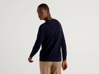 Benetton Online exclusive,  Pullover In Einer Mischung Aus Baumwolle Und Leinen,  taglia XL,  Dunkelblau,  Herren