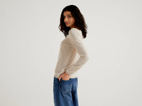 Benetton Online exclusive,  Pullover Mit Carmenausschnitt,  taglia L,  Beige,  Damen