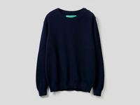 Benetton Online exclusive,  Pullover Mit Knöpfen An Der Schulter,  taglia EL,  Dunkelblau,  Herren