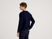 Benetton Online exclusive,  Pullover Mit Knöpfen An Der Schulter,  taglia L,  Dunkelblau,  Herren