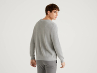 Benetton Online exclusive,  Pullover Mit Knöpfen An Der Schulter,  taglia L,  Grau,  Herren