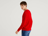 Benetton Online exclusive,  Pullover Mit Knöpfen An Der Schulter,  taglia L,  Rot,  Herren