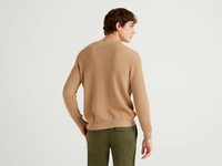 Benetton Online exclusive,  Pullover Mit Knöpfen An Der Schulter,  taglia M,  Beige,  Herren