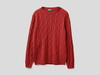 Benetton Online exclusive,  Pullover Mit Rundausschnitt Und Flechtmuster,  taglia EL,  Rot,  Herren