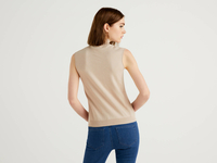Benetton Online exclusive,  Ärmelloser Pullover In Einer Cashmeremischung,  taglia XS,  Beige,  Damen