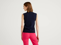 Benetton Online exclusive,  Ärmelloser Pullover In Einer Cashmeremischung,  taglia XS,  Dunkelblau,  Damen