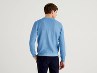 Benetton Online exclusive,  Rundausschnitt Mit V-förmigem Detail,  taglia EL,  Blassblau,  Herren
