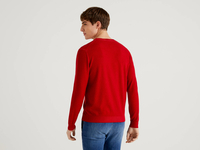 Benetton Online exclusive,  Rundausschnitt Mit V-förmigem Detail,  taglia L,  Rot,  Herren
