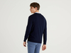 Benetton Online exclusive,  Strickjacke Aus 100% Baumwolle Mit V-ausschnitt,  taglia L,  Dunkelblau,  Herren