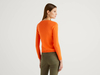 Benetton Online exclusive,  Strickjacke Aus Reiner % Baumwolle Mit Rundausschnitt,  taglia L,  Orange,  Damen