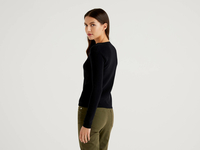Benetton Online exclusive,  Strickjacke Aus Reiner % Baumwolle Mit Rundausschnitt,  taglia L,  Schwarz,  Damen
