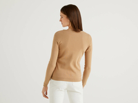 Benetton Online exclusive,  Strickjacke Aus Reiner % Baumwolle Mit Rundausschnitt,  taglia M,  Beige,  Damen
