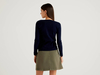 Benetton Online exclusive,  Strickjacke Aus Reiner % Baumwolle Mit Rundausschnitt,  taglia M,  Dunkelblau,  Damen