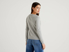 Benetton Online exclusive,  Strickjacke Aus Reiner % Baumwolle Mit Rundausschnitt,  taglia M,  Grau,  Damen