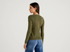 Benetton Online exclusive,  Strickjacke Aus Reiner % Baumwolle Mit Rundausschnitt,  taglia M,  Militärgrün,  Damen