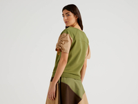 Benetton Online exclusive,  Sweatshirt Mit Kurzen Ballonärmeln,  taglia XL,  Militärgrün,  Damen