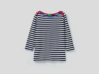 Benetton Online exclusive,  T-shirt Aus Reiner Baumwolle Mit 3/4-ärmeln,  taglia L,  Dunkelblau,  Damen