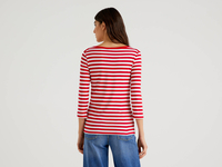 Benetton Online exclusive,  T-shirt Aus Reiner Baumwolle Mit 3/4-ärmeln,  taglia L,  Rot,  Damen