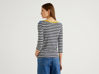 Benetton Online exclusive,  T-shirt Aus Reiner Baumwolle Mit 3/4-ärmeln,  taglia S,  Schwarz,  Damen