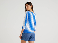 Benetton Online exclusive,  T-shirt Aus Reiner Baumwolle Mit 3/4-ärmeln,  taglia S,  Verkehrsblau,  Damen