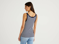 Benetton Online exclusive,  Top Aus 100% Baumwolle Mit Dunkelblauen Streifen,  taglia M,  Dunkelblau,  Damen