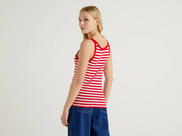 Benetton Online exclusive,  Top Aus 100% Baumwolle Mit Roten Streifen,  taglia L,  Rot,  Damen