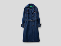 Benetton Online exclusive,  Trenchcoat In Denim,  taglia 40,  Blau,  Damen