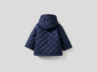 Benetton Online exclusive,  Wattierte Jacke Mit Steppnähten Und Kapuze,  taglia 74,  Dunkelblau,  Kinder