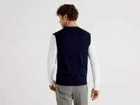 Benetton Online exclusive,  Weste Aus Reiner Baumwolle Mit Knöpfen,  taglia L,  Dunkelblau,  Herren