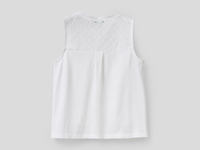 Benetton,  Ärmellose Bluse Aus 100% Baumwolle,  taglia 2Y,  Weiss,  Kinder