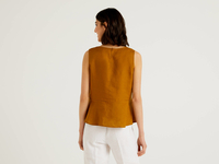 Benetton,  Ärmellose Bluse Aus Reinem Leinen,  taglia XL, ,  Damen
