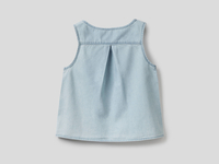 Benetton,  Ärmellose Bluse Mit Knoten,  taglia L,  Hellblau,  Kinder