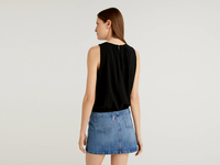 Benetton,  Ärmellose Bluse Mit Raffungen,  taglia XL,  Schwarz,  Damen