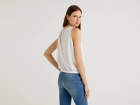 Benetton,  Ärmellose Bluse Mit Raffungen,  taglia XS,  Weiss,  Damen