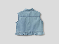 Benetton,  Ärmellose Bluse Mit Rüschen,  taglia KL,  Blassblau,  Kinder