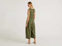 Benetton,  Ärmelloser Oversize-jumpsuit,  taglia L,  Militärgrün,  Damen