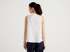 Benetton,  Ärmelloses Bluse Mit Besticktem Brustteil,  taglia S,  Weiss,  Damen