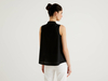 Benetton,  Ärmelloses Bluse Mit Besticktem Brustteil,  taglia XL,  Schwarz,  Damen