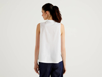 Benetton,  Ärmelloses Bluse Mit Besticktem Brustteil,  taglia XS,  Weiss,  Damen