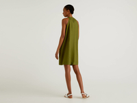 Benetton,  Ärmelloses Kleid Aus 100% Leinen,  taglia M,  Militärgrün,  Damen