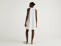 Benetton,  Ärmelloses Kleid Aus 100% Leinen,  taglia XS,  Weiss,  Damen