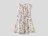 Benetton,  Ärmelloses Kleid Mit Blumenprint,  taglia L,  Weiss,  Kinder