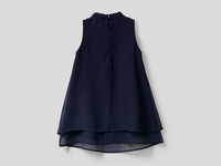 Benetton,  Ärmelloses Kleid Mit Rüschen,  taglia XX,  Dunkelblau,  Kinder