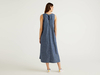 Benetton,  Ärmelloses Maxikleid Mit Jeanseffekt,  taglia S,  Taubenblau,  Damen
