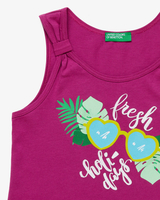 Benetton,  Zweiteiler Top Und Shorts,  taglia XX,  Pflaume,  Kinder
