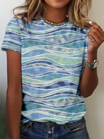 Damen Abstrakt Sommer Lässig Keine Elastizität Standard Kurzarm Passen Rundhals H-Linie T-Shirts