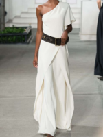 Damen Cocktail-Overalls Formal mit einer Schulter in Blau- Modetalente