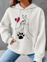 Damen Einfach Frühling/Herbst Hund Polyester Schwer Täglich Langarm Regelmäßig H-Linie Kapuzenpullover